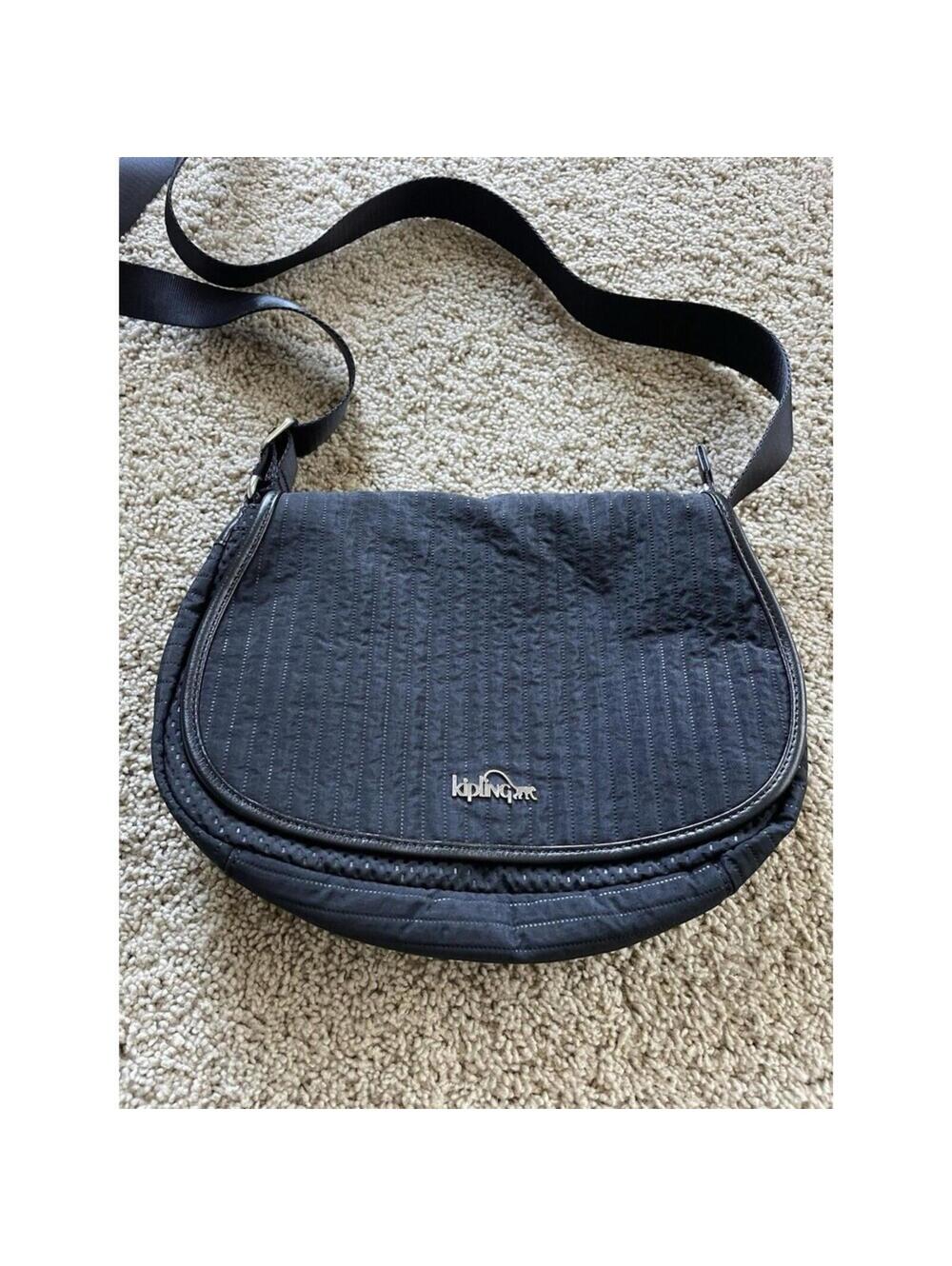 Kipling Louna Crossbody Bag Satchel Black Messenger Purse Adjustable Strap Med